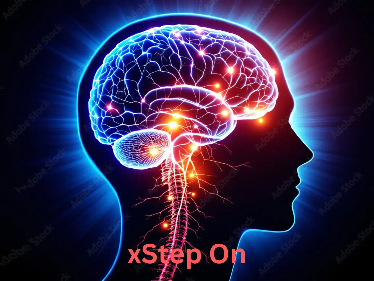 xStep neuromodulation visualization showing brain and spinal cord activation